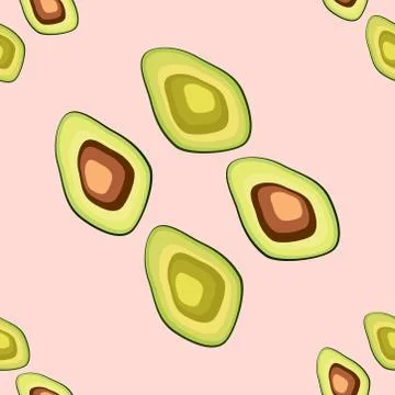 Avocado seamless pattern. print, fabric and organic, vegan, raw products pack Illustration