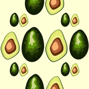 Avocado seamless pattern. print, fabric and organic, vegan, raw products pack Stock Illustration