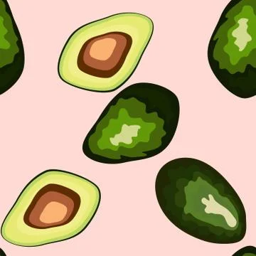 Avocado seamless pattern. print, fabric and organic, vegan, raw products pack Stock Illustration