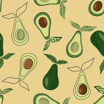 Avocado seamless pattern for print. Fabric and organic, vegan, raw products Stock Illustration