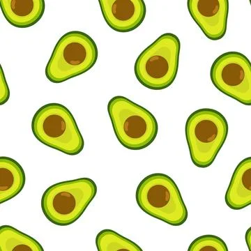 Avocado seamless pattern. Summer healthy background. Organic food ingredient Stock Illustration