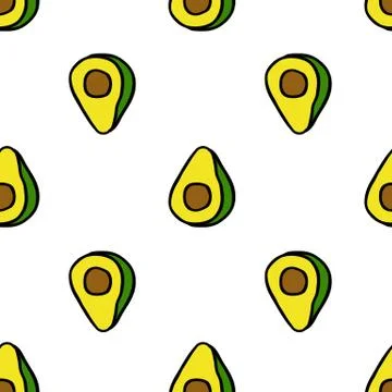 Avocado seamless pattern, vector illustration Stock Illustration