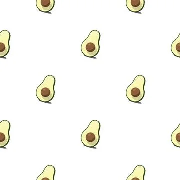 Avocado seamless pattern. Vegan organic eco fruit background. vector illust.. Stock Illustration