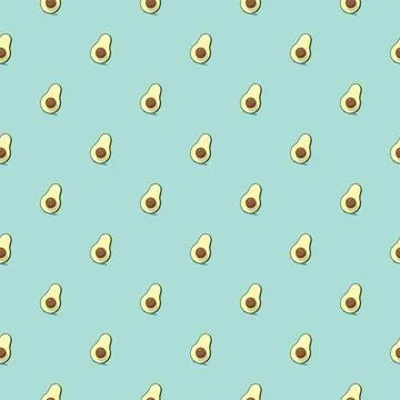 Avocado seamless pattern. Vegan organic eco fruit background. vector illustratio Stock Illustration