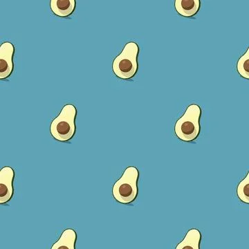 Avocado seamless pattern. Vegan organic eco fruit background. vector illustratio Stock Illustration