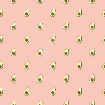 Avocado seamless pattern. Vegan organic eco fruit background. vector illustratio Stock Illustration