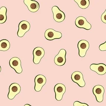 Avocado seamless pattern. Vegan organic eco fruit background. vector illustratio Stockillustratie