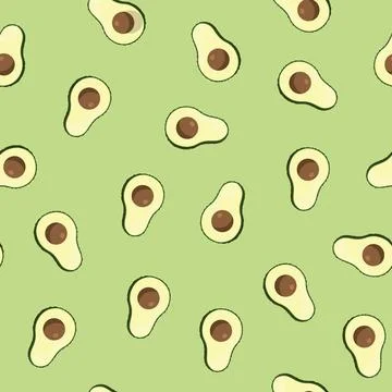Avocado seamless pattern. Vegan organic eco fruit background. vector illustratio Stock Illustration