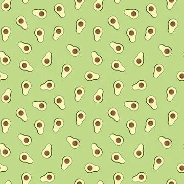 Avocado seamless pattern. Vegan organic eco fruit background. vector illustratio Stock Illustration