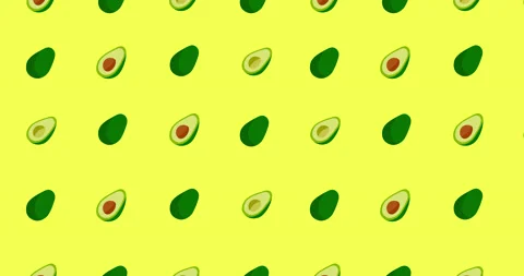 Avocado seamless vector pattern. Loop animation 4K Stock Footage 130933973
