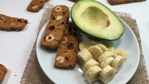 Avocado services with healthy snacks. Stock Footage 106807910