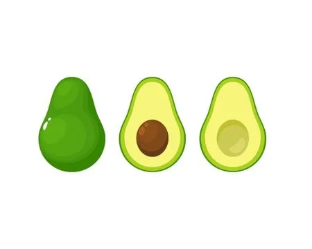 Avocado set on white Background Stock Illustration