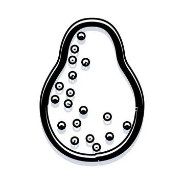 Avocado silhouette with seed pattern black and white Stock Illustration