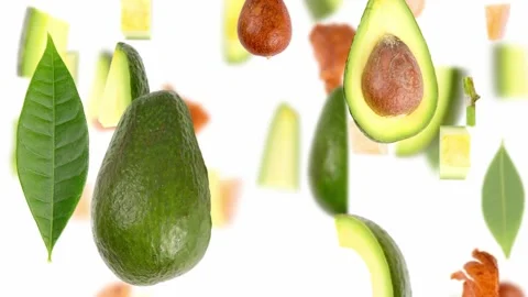 Avocado Slice and Leaf Collection Stock Footage 196721073