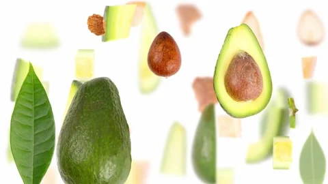Avocado Slice and Leaf Collection Video stock 201286444
