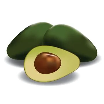 Avocado With Slice 스톡 일러스트