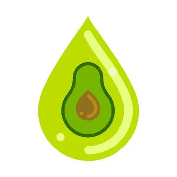 Avocado slice inside oil drop. Avocado oil. Flat vector illustration isolated Stock Illustration