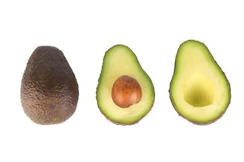 Avocado slice isolated on white background 스톡 사진