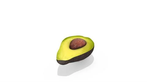 Avocado slice Rotation on a White Background Stock Illustration