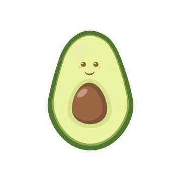Avocado with a smile. Flat illustration of avocado vector icon on white backg Stock Illustration