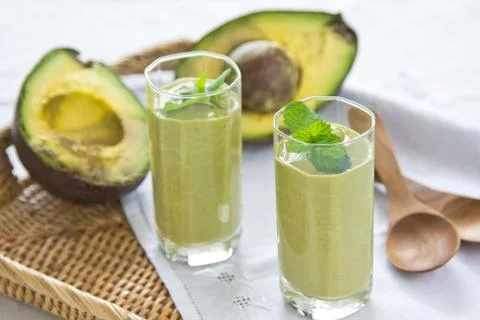 Avocado smoothie Stock Photos