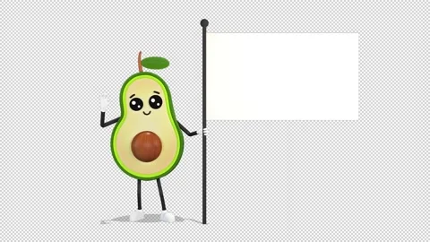 Avocado stands with a flag and greets 库存影片 168029265