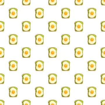 Avocado toast and egg breakfast seamless pattern design Stock Illustration
