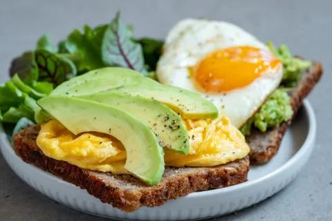 Avocado toast with Egg Stock Photos
