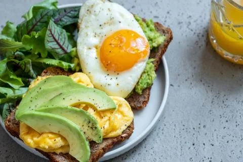 Avocado toast with Egg Stock Photos