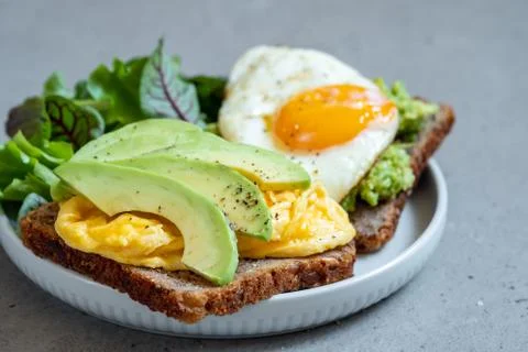 Avocado toast with Egg Stock Photos