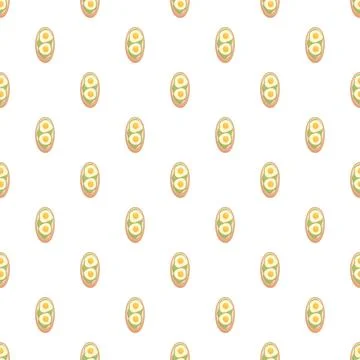 Avocado toast with fried eggs seamless pattern Stock Illustration