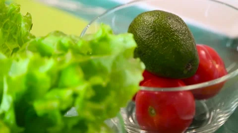 Avocado tomatoes and tettuce clsoe up Stock Footage 63143514