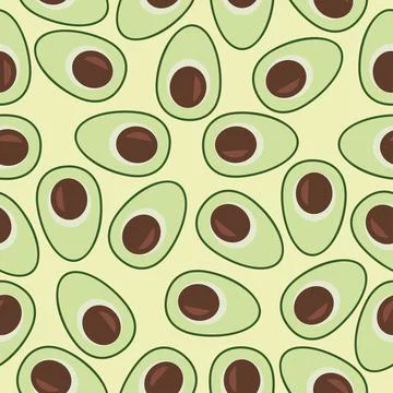 Avocado vector healthy seamless pattern Stock Illustration