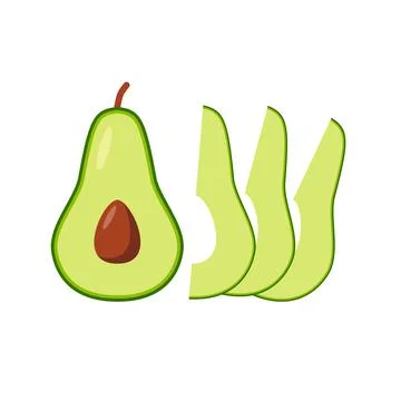 Avocado vector icon isolated on white background, flat, cartoon style. For we Stock Illustration
