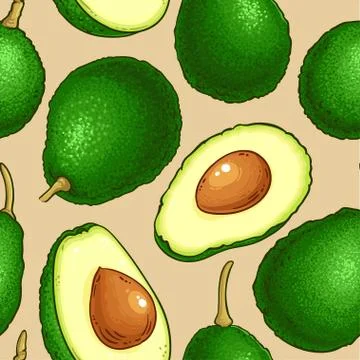 Avocado vector pattern Stock Illustration