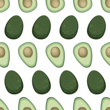 Avocado vector seamless pattern illustration on white background Stock Illustration