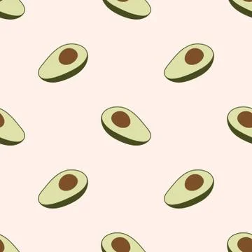 Avocado vector seamless pattern. Overlapping background with vegetables. Illustrazione stock