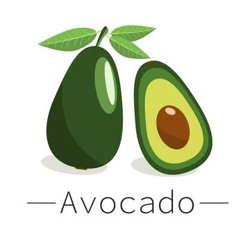 Avocado vector . Whole avocado and avocado in cut Stock Illustration