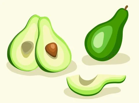 Avocado Vegetable Set. Vector Illustration Stock Illustration