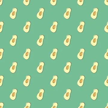 Avocado Vegetables seamless pattern. Vegetarian healthy bio food background,  Stock Illustration
