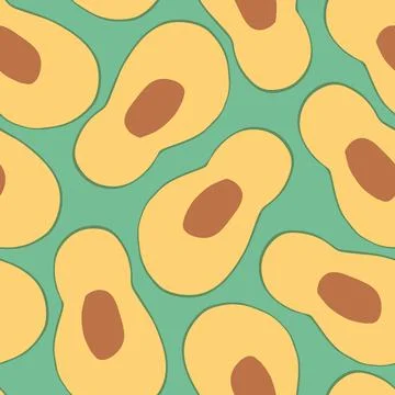 Avocado Vegetables seamless pattern. Vegetarian healthy bio food background,  Stock Illustration