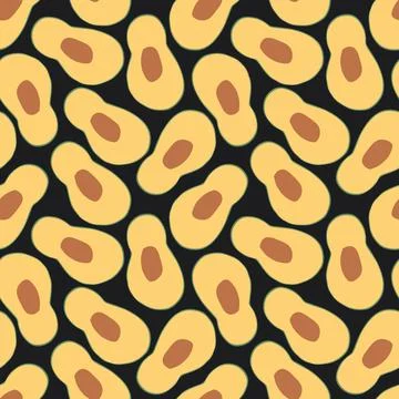 Avocado Vegetables seamless pattern. Vegetarian healthy bio food background,  Stock Illustration