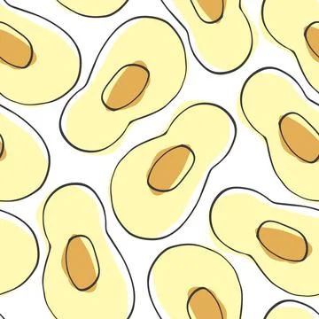 Avocado Vegetables seamless pattern. Vegetarian healthy bio food background,  Stock Illustration