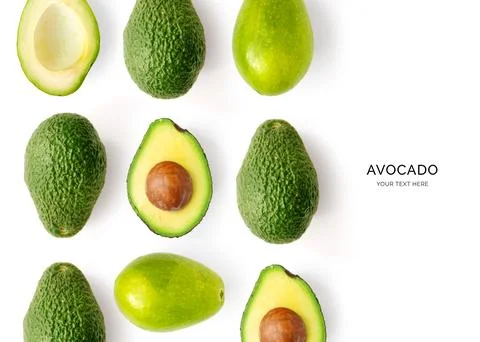Avocado vegetables white Stock Photos