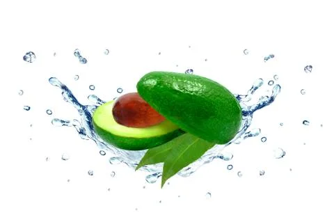 Avocado water splash Stock Photos