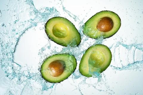 Avocado Water Splash Stock Photos