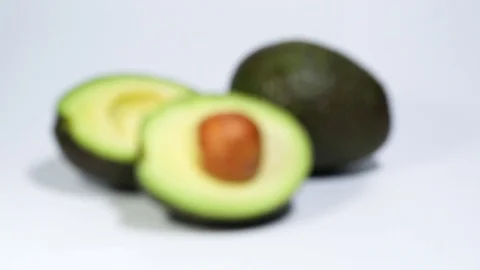 Avocado On White Backgroung Video stock 97291015
