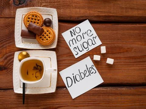Avoid adding sugar to tea Low-carb breakfast menu Diabetes disease Blood suga Stock Photos
