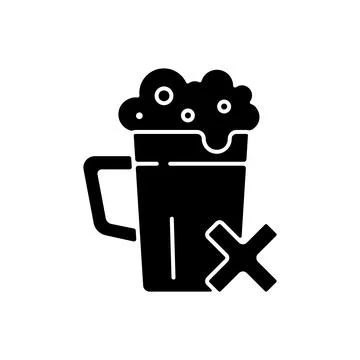 Avoid alcohol black glyph icon Stock Illustration