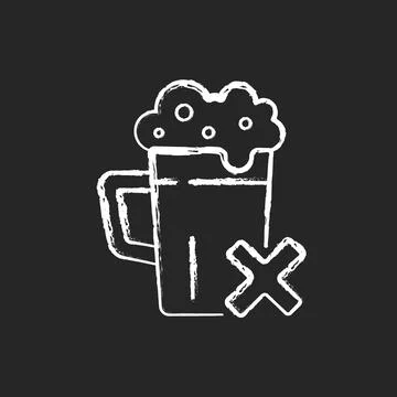 Avoid alcohol chalk white icon on dark background Stock Illustration